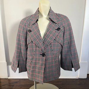 Nine West Houndstooth Check Jacket - Red, Black, White - Size 10
